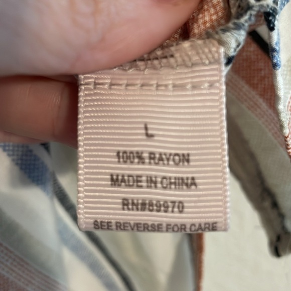 Bailey & Chloe Colorful Striped Lightweight High Low Hem Button Front Top - Picture 5 of 9